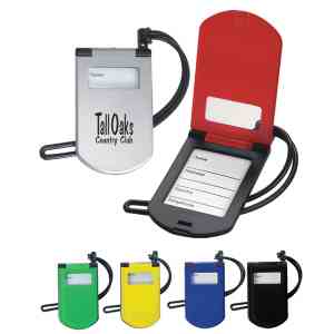 Flip luggage tag makes a good give away for golf tournaments, business meetings and more